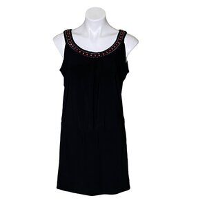 White House Black Market Black Beaded Mini Dress, Sleeveless Women's Size M
